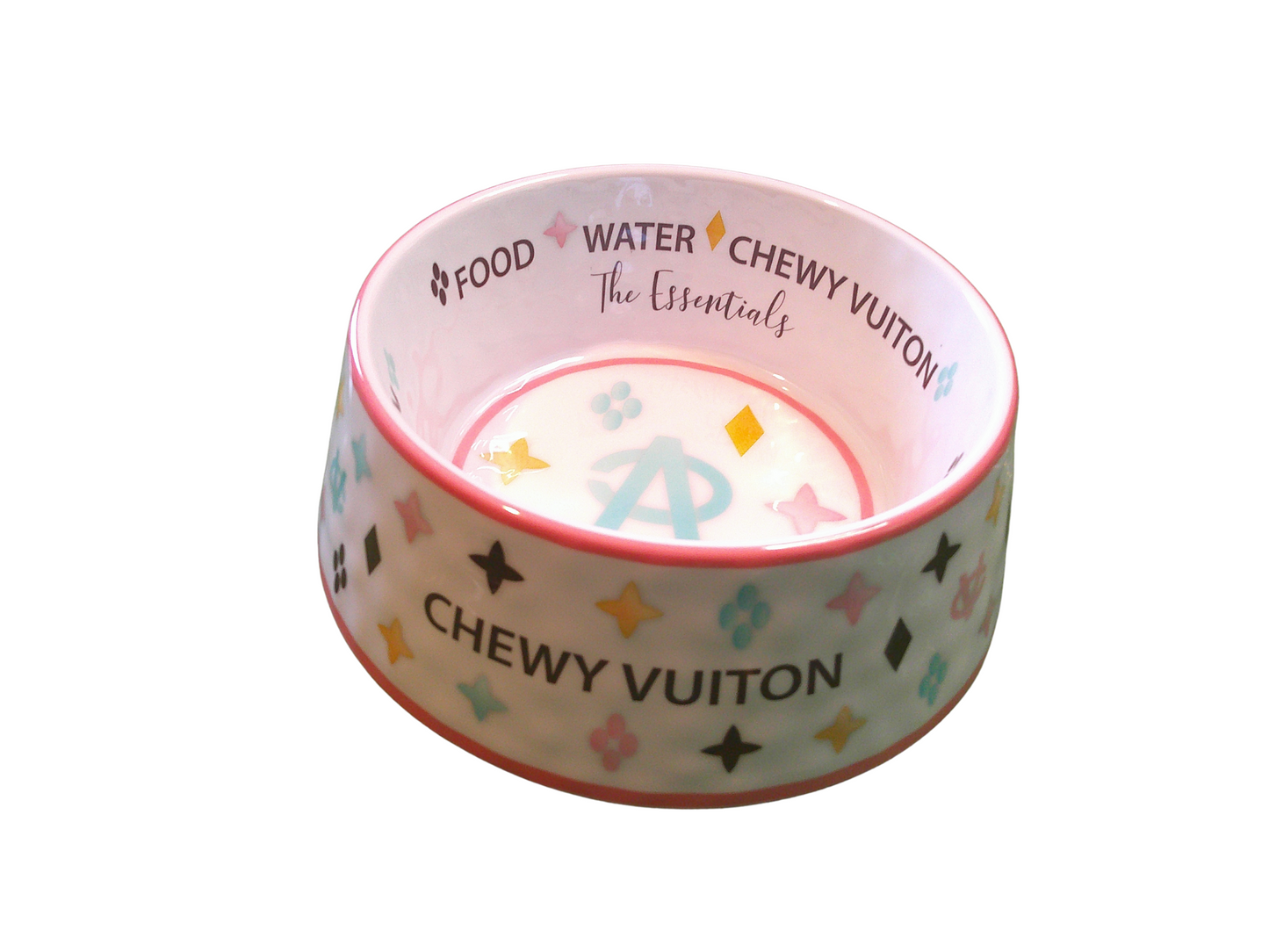 White Chewy Vuiton Dog Bowl 3 Sizes!