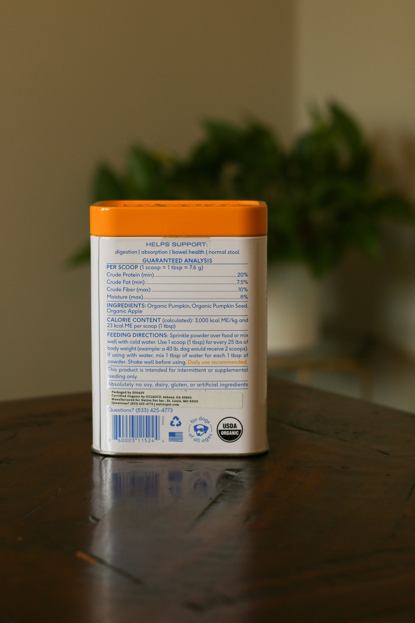 Organic Pumpkin Fiber Powder, Digestive Supplement For Dogs
