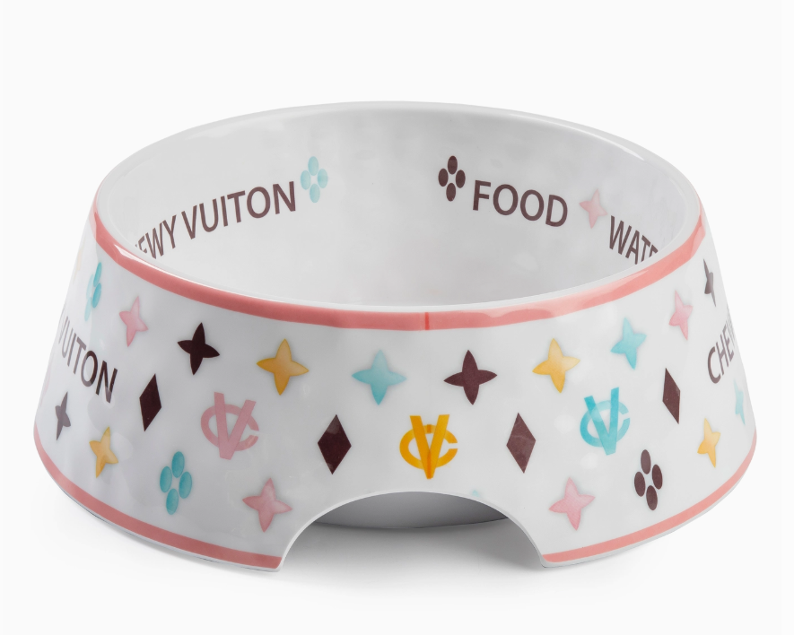 White Chewy Vuiton Dog Bowl 3 Sizes!