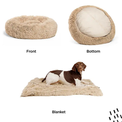 Donut Shag Bundle Bed and Blanket Taupe 36"x36"