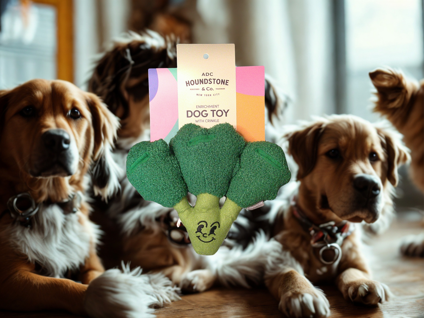 Houndstone &Co. Extra Durable Dog Toy With Crinkle 'Broccolli'
