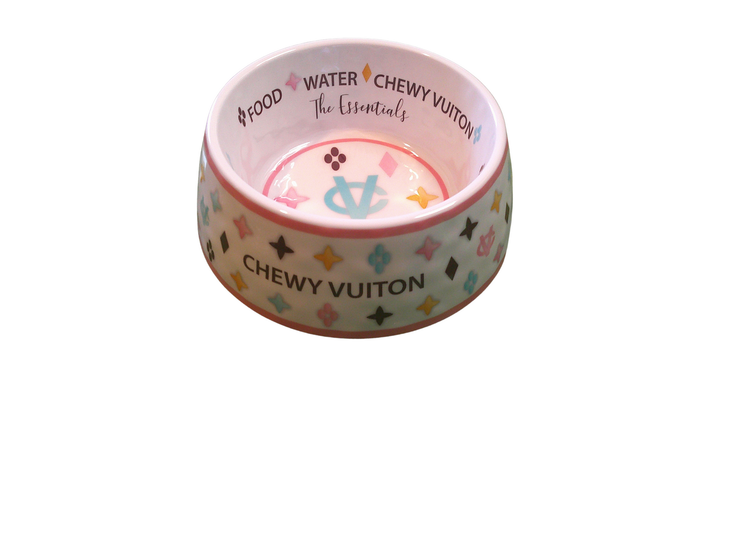 White Chewy Vuiton Dog Bowl 3 Sizes!