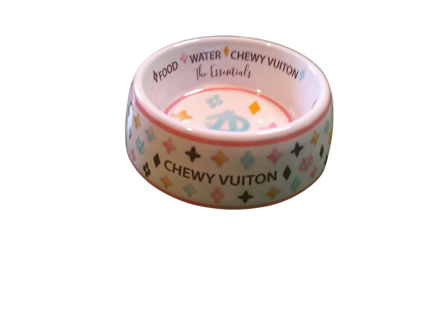 White Chewy Vuiton Dog Bowl 3 Sizes!