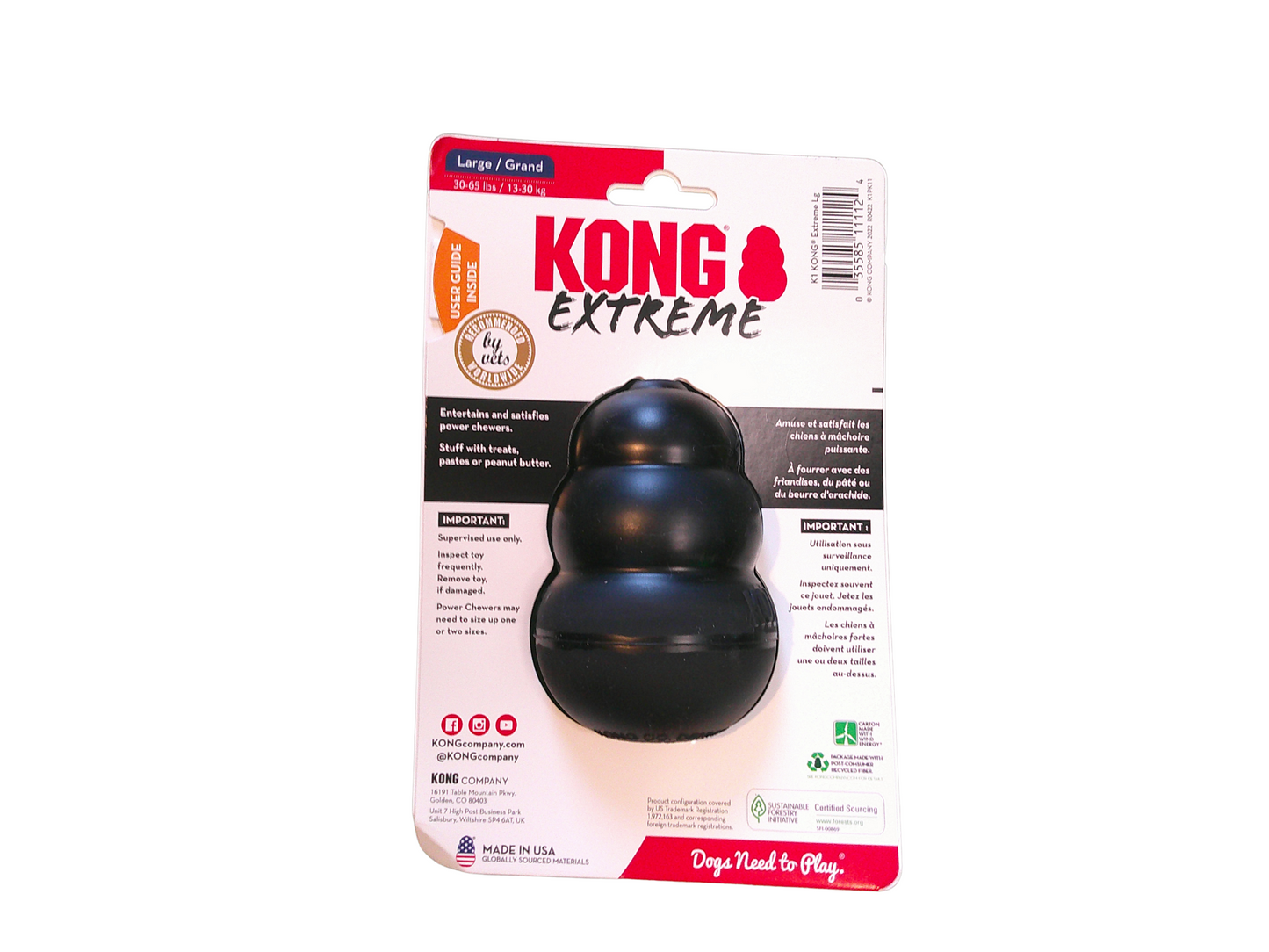 Kong Rubber Chew Toy Red and Black 3 Sizes