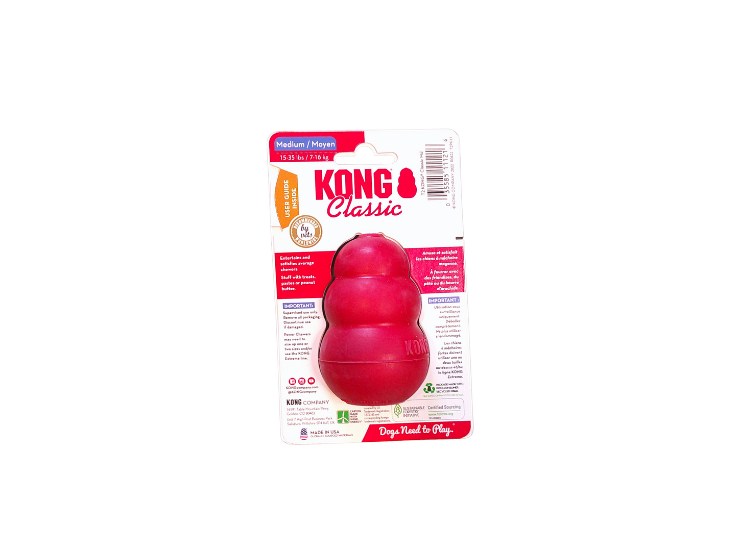 Kong Rubber Chew Toy Red and Black 3 Sizes