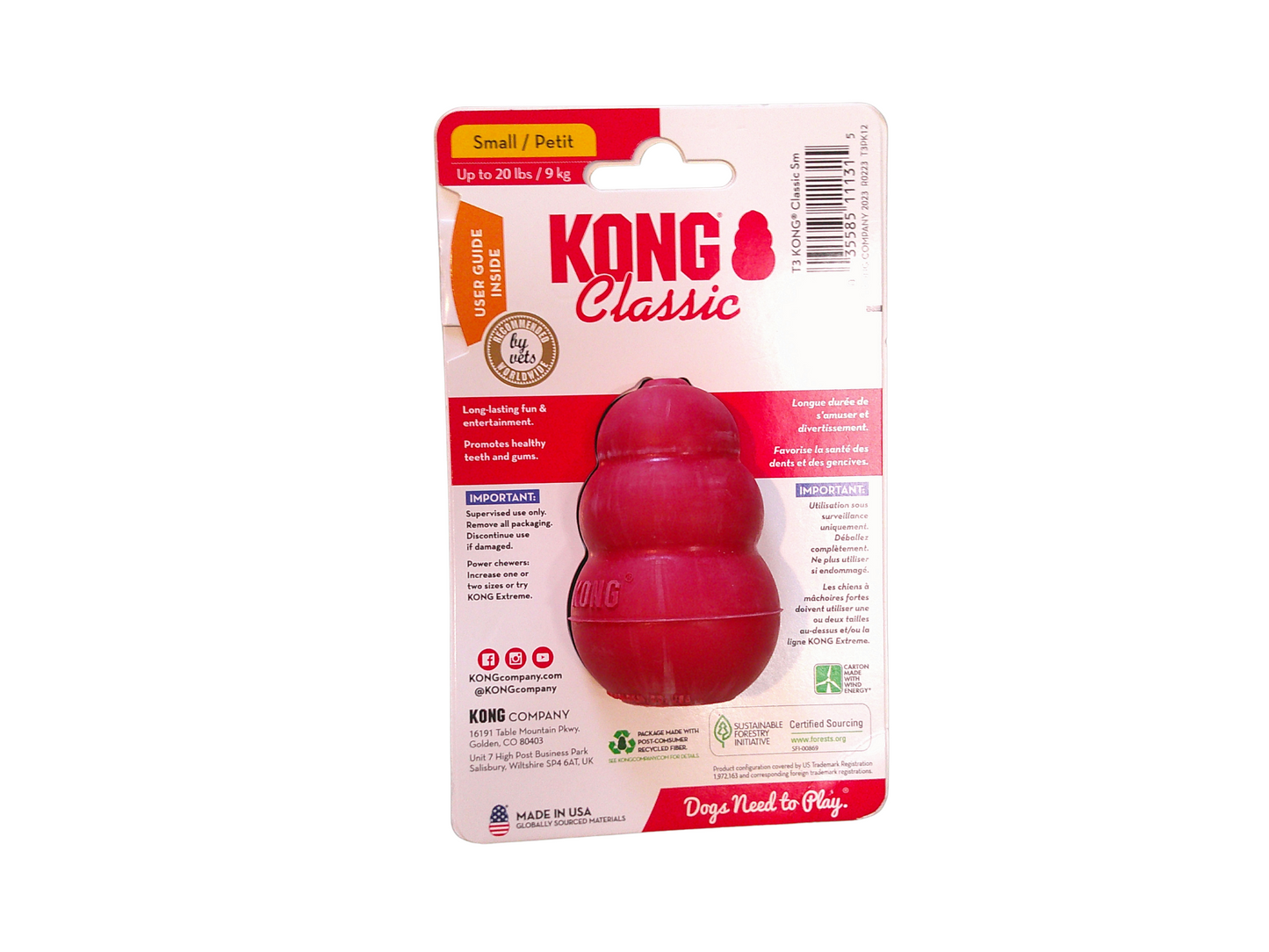 Kong Rubber Chew Toy Red and Black 3 Sizes