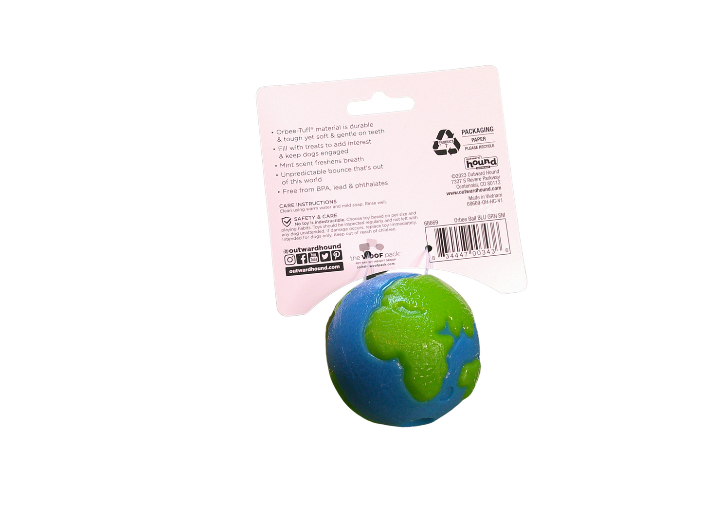 Planet Dog Orbee-Tuff Planet Ball Dog Toy Blue/Green Small