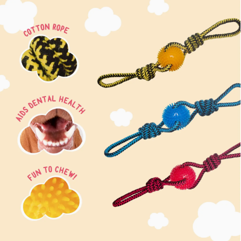 Snugarooz Spikey Baby Rope Dog Toy Assorted Colors 19"
