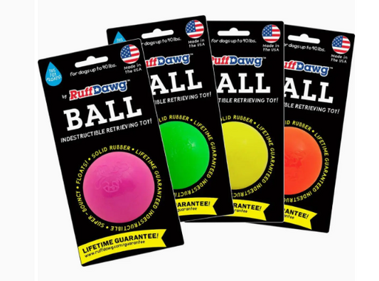 Ruff Dawg Indestructible Ball Tough Dog Chew Toy, Assorted (Multiple Sizes Available)