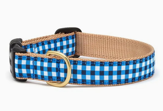 Up Country Navy Gingham Dog Collar