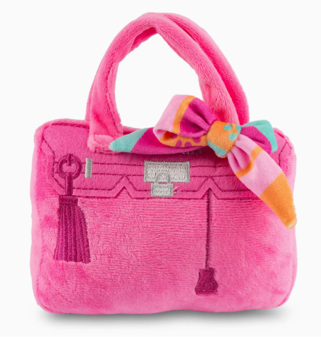 Barkin Bag - *Chic Doggie* Pink w/ Scarf Squeaker Dog Toy
