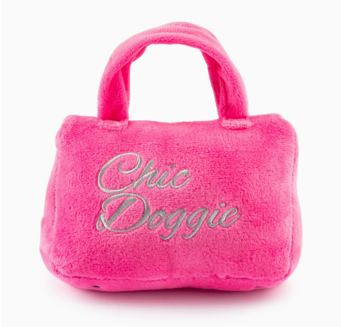 Barkin Bag - *Chic Doggie* Pink w/ Scarf Squeaker Dog Toy